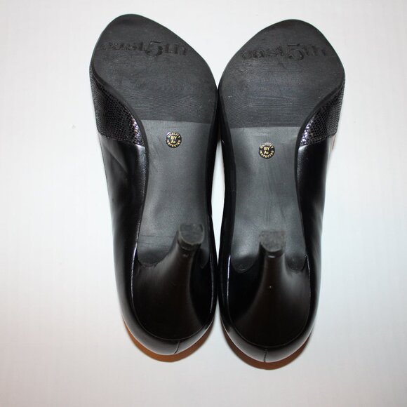 Black Pumps Faux Leather Heels High Heel Shoes Classic Evening Work East Fifth - Picture 6 of 6
